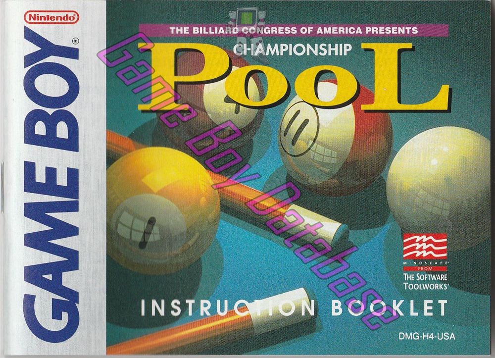 Championship Pool USA Front of the booklet