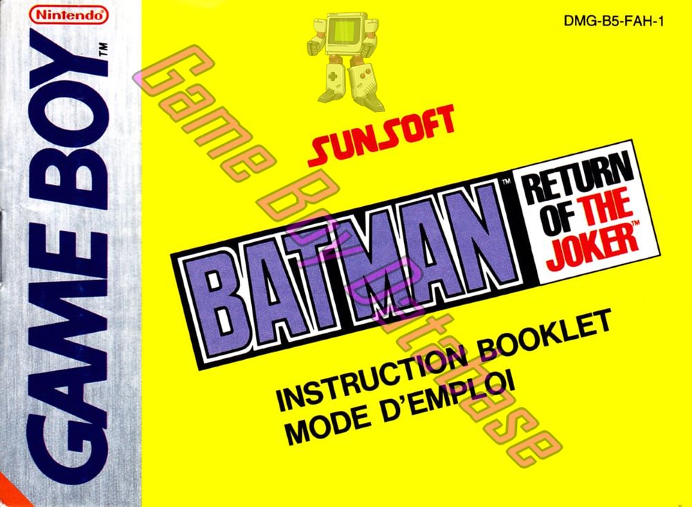 Batman Return of the Joker FAH-1 Front of the booklet