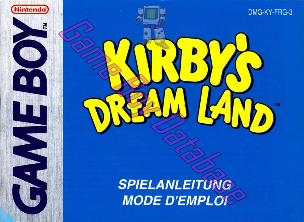 Kirby's Dream Land FRG-2 Front of the booklet