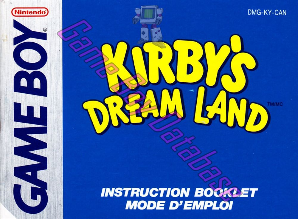 Kirby's Dream Land CAN Front of the booklet