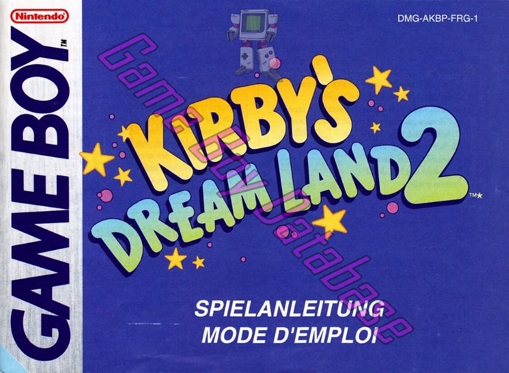 Kirby's Dream Land 2 FRG-2 Front of the booklet