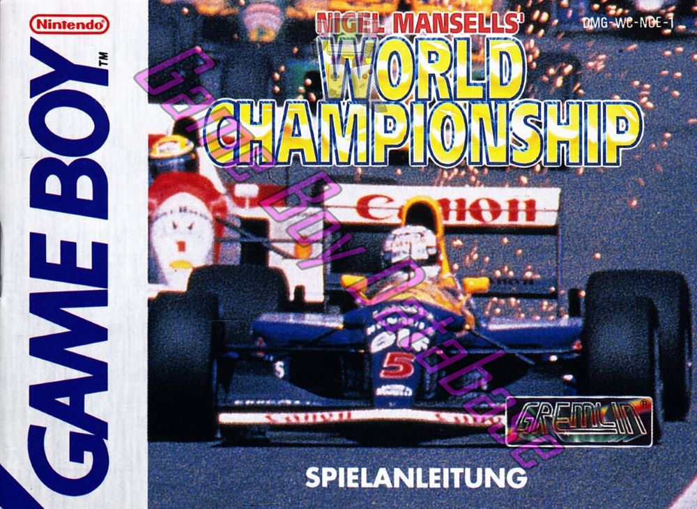 Nigel Mansell’s World Championship NOE-2 Front of the booklet