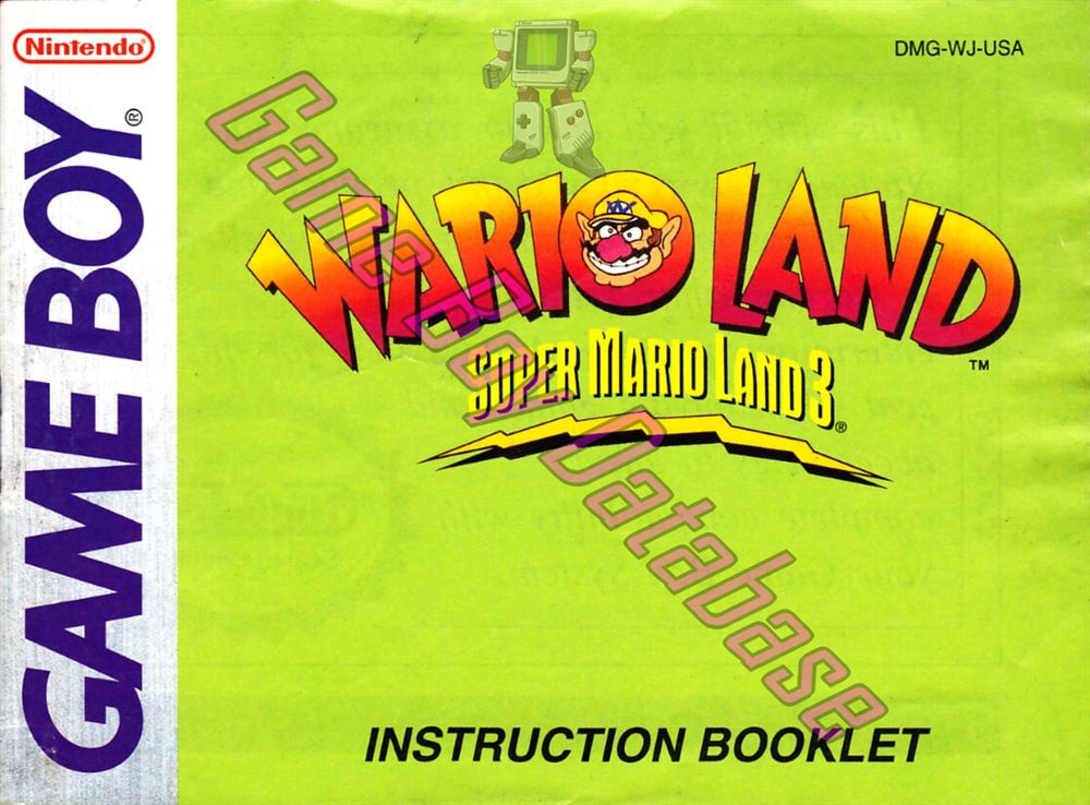 Wario Land: Super Mario Land 3 USA Front of the booklet