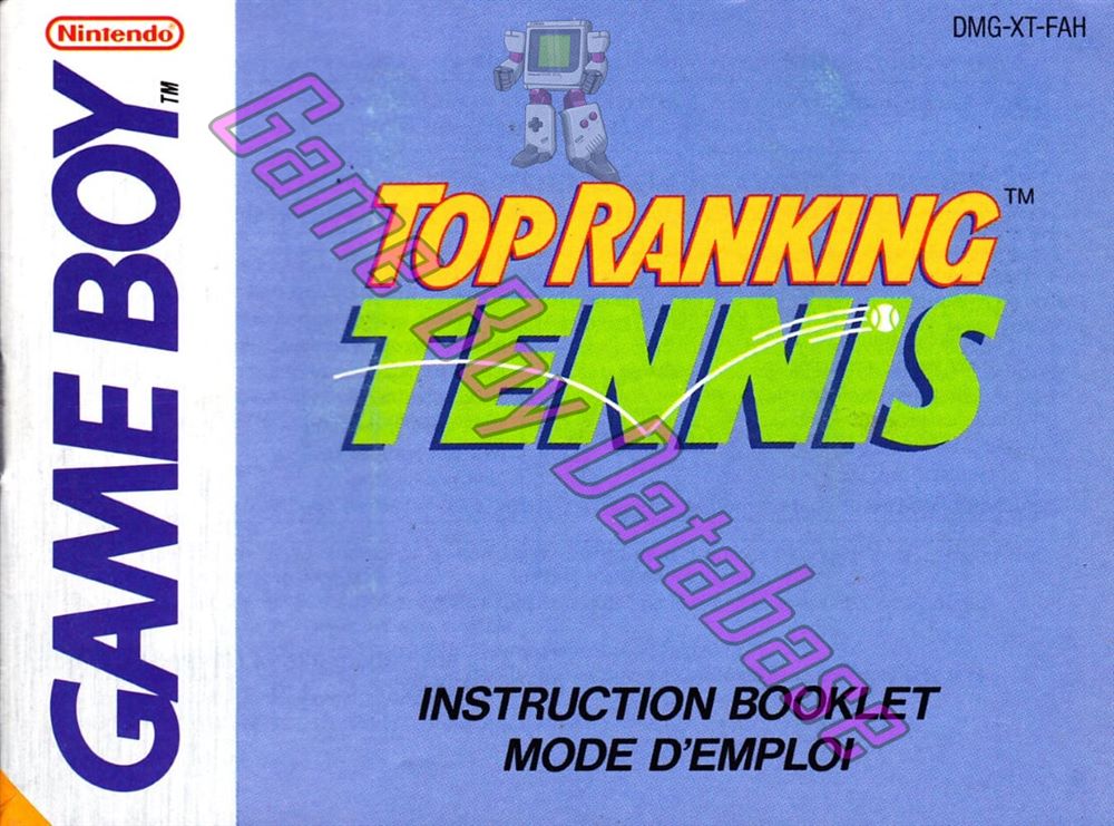 Top Ranking Tennis FAH-1 Front of the booklet