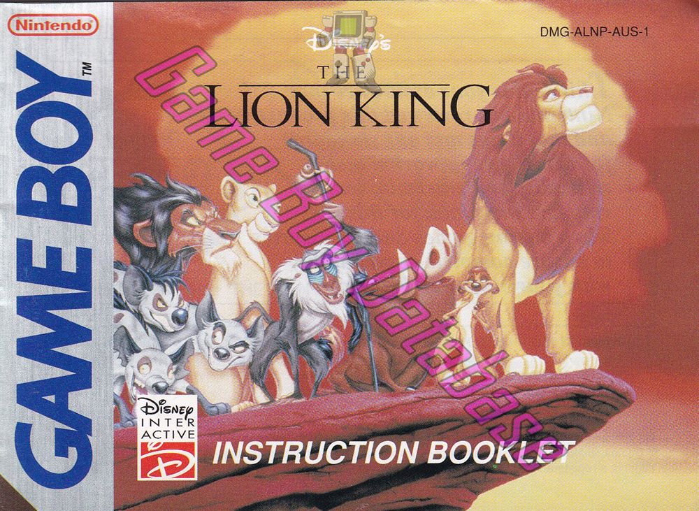 Lion King (Disney's the) AUS-1 Front of the booklet