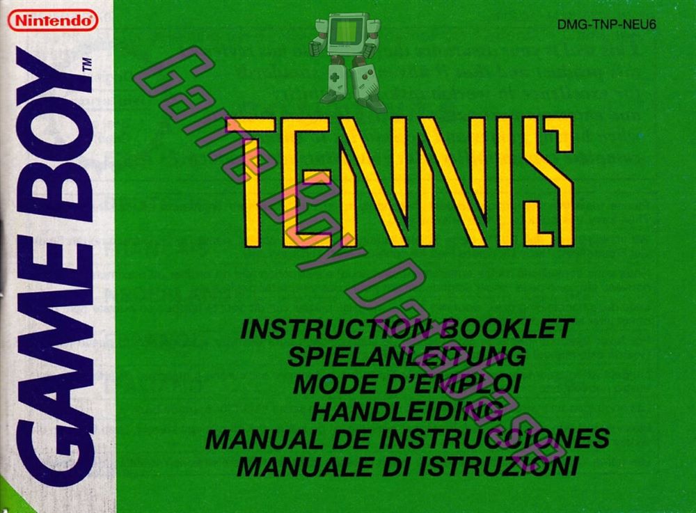 Tennis NEU6 Front of the booklet