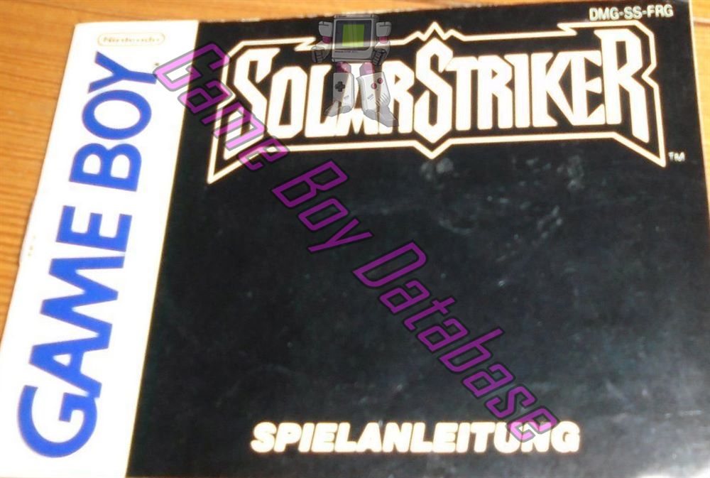 Solar Striker FRG Front of the booklet