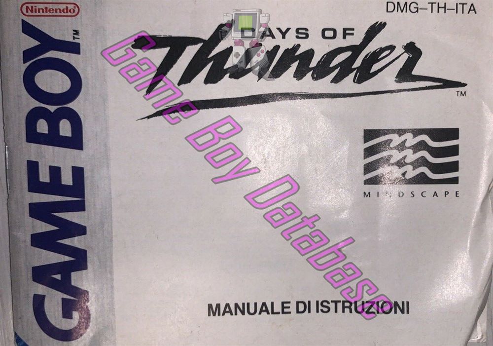 Days of Thunder ITA Front of the booklet