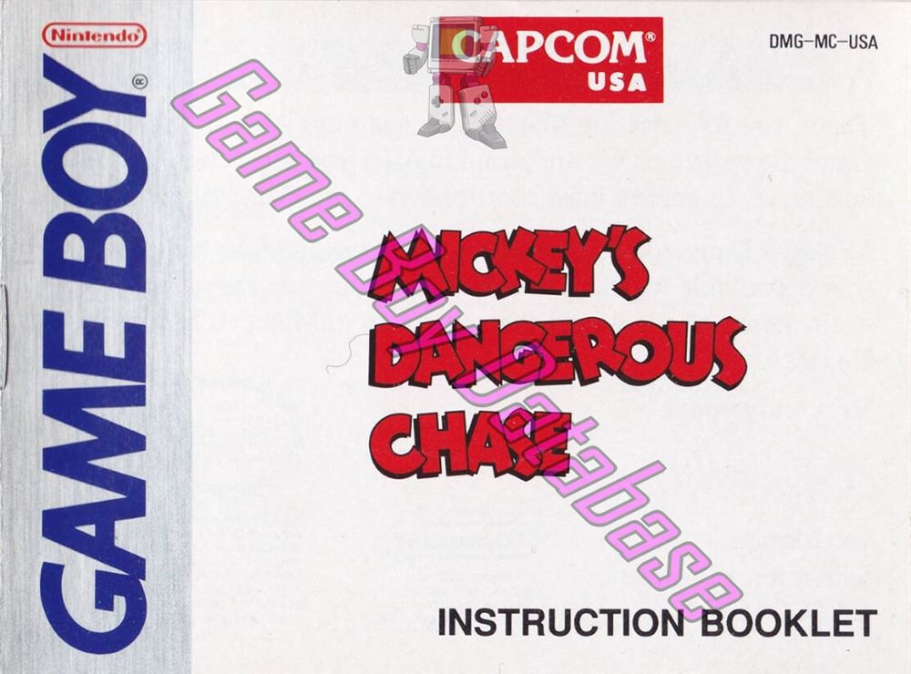 Mickey's Dangerous Chase USA Front of the booklet