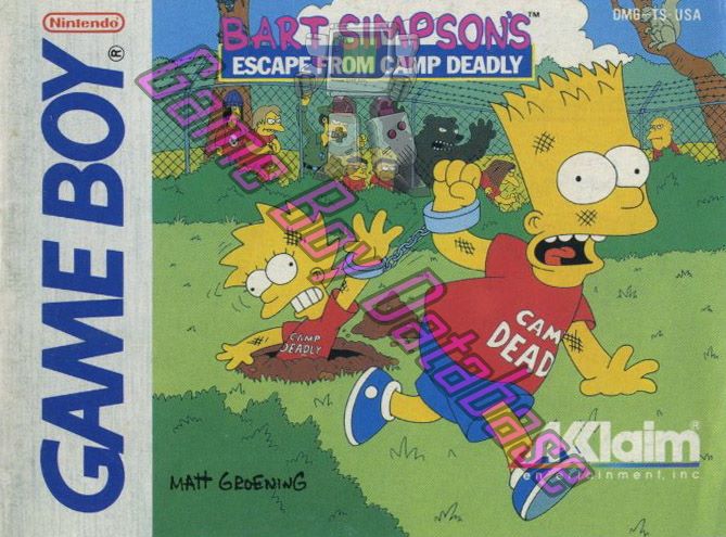 Bart Simpson's Escape from Camp Deadly USA Front of the booklet