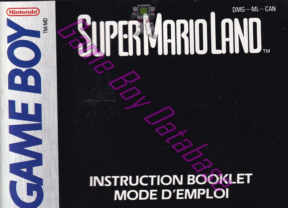 Super Mario Land CAN Front of the booklet