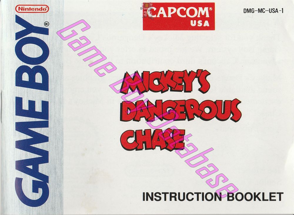 Mickey's Dangerous Chase USA-1 Front of the booklet