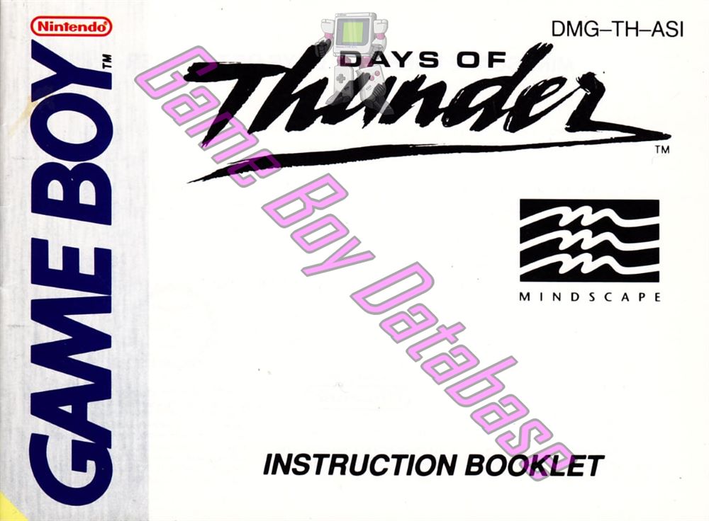 Days of Thunder ASI Front of the booklet