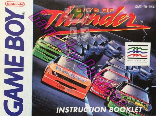 Days of Thunder USA Front of the booklet