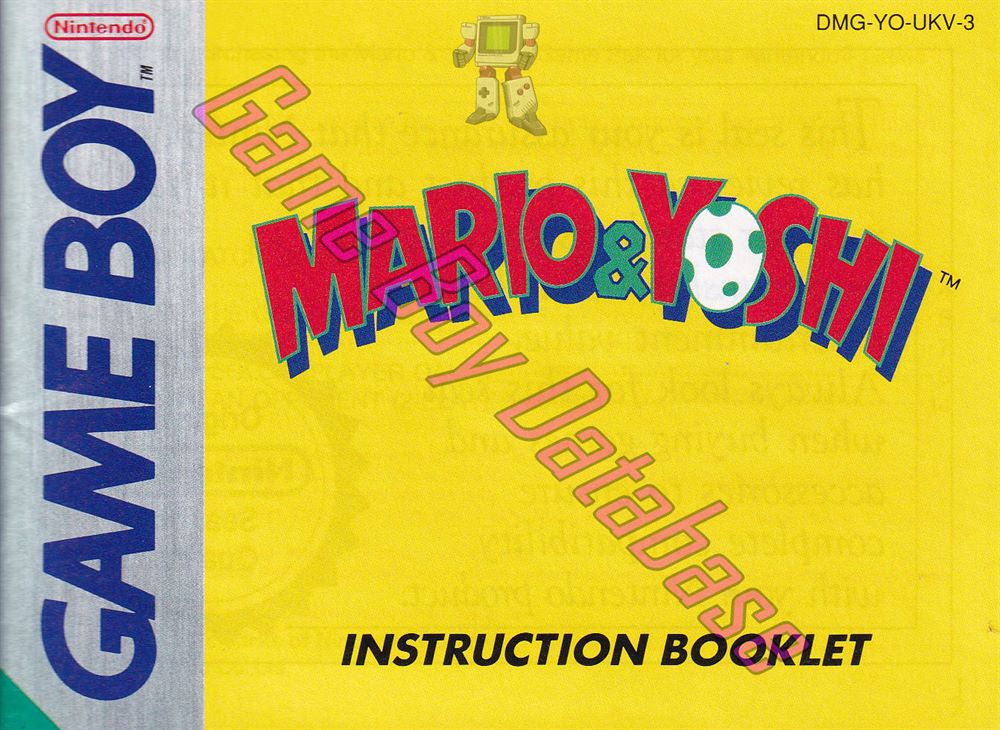 Mario & Yoshi UKV-3 Front of the booklet