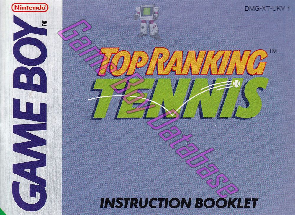 Top Ranking Tennis UKV-1 Front of the booklet