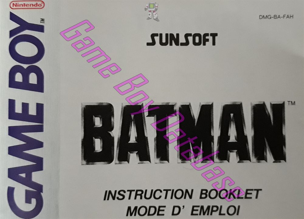 Batman the Video Game FAH Front of the booklet