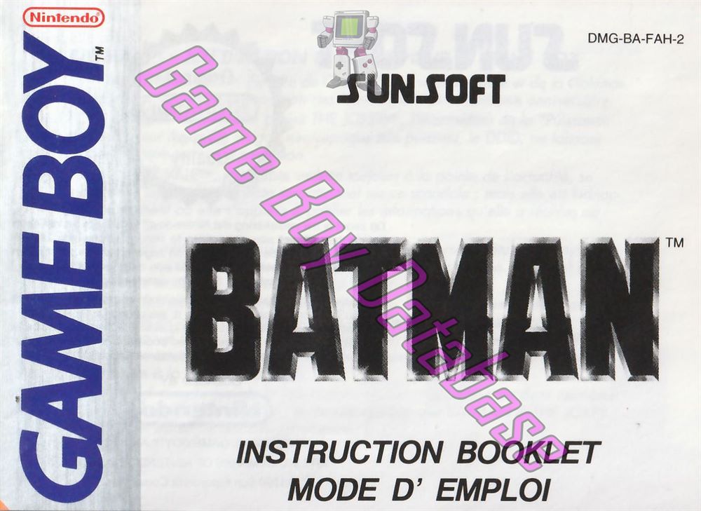 Batman the Video Game FAH-2 Front of the booklet