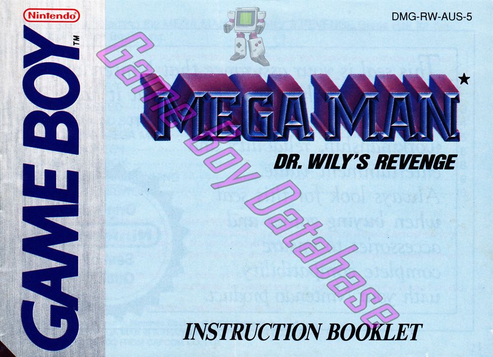 Mega Man Dr. Wily's Revenge AUS-1 Front of the booklet