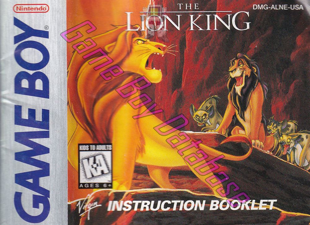 Lion King (Disney's the) USA Front of the booklet