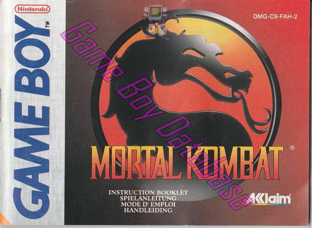 Mortal Kombat FAH-3 Front of the booklet