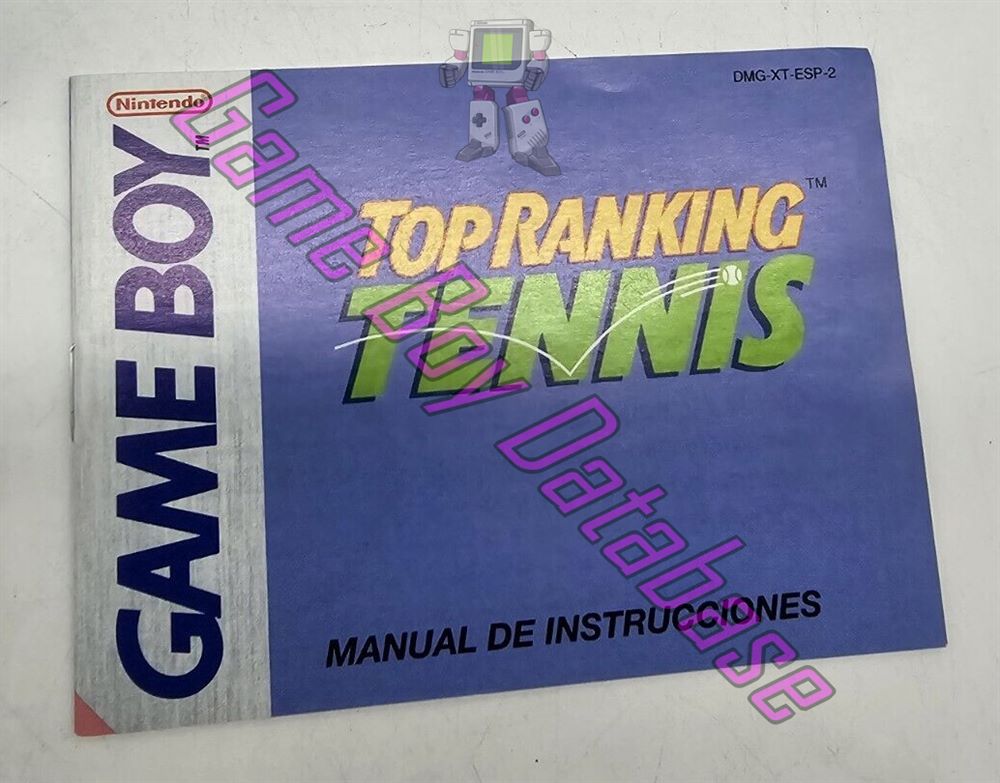 Top Ranking Tennis ESP-2 Front of the booklet