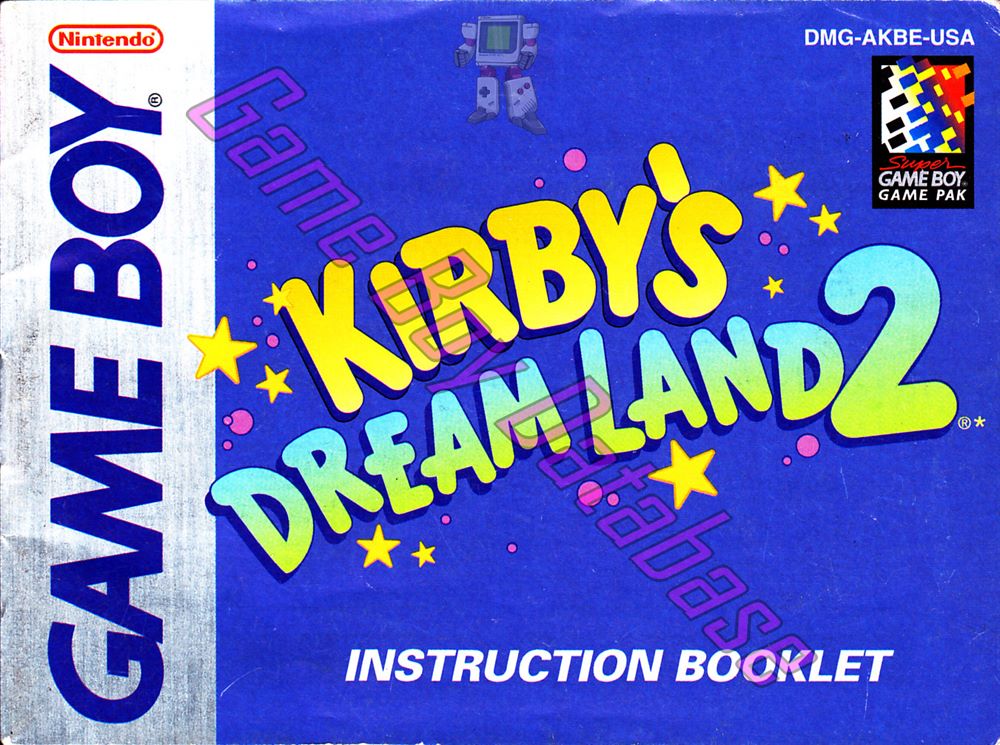 Kirby's Dream Land 2 USA Front of the booklet