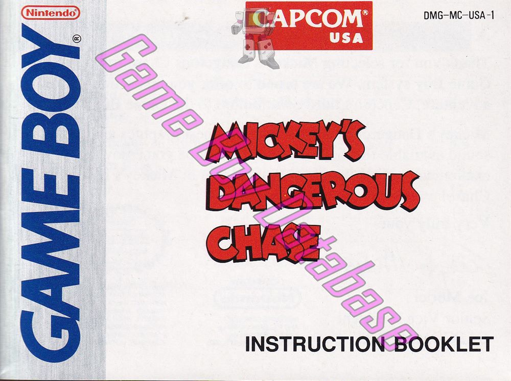 Mickey's Dangerous Chase USA-1 Front of the booklet