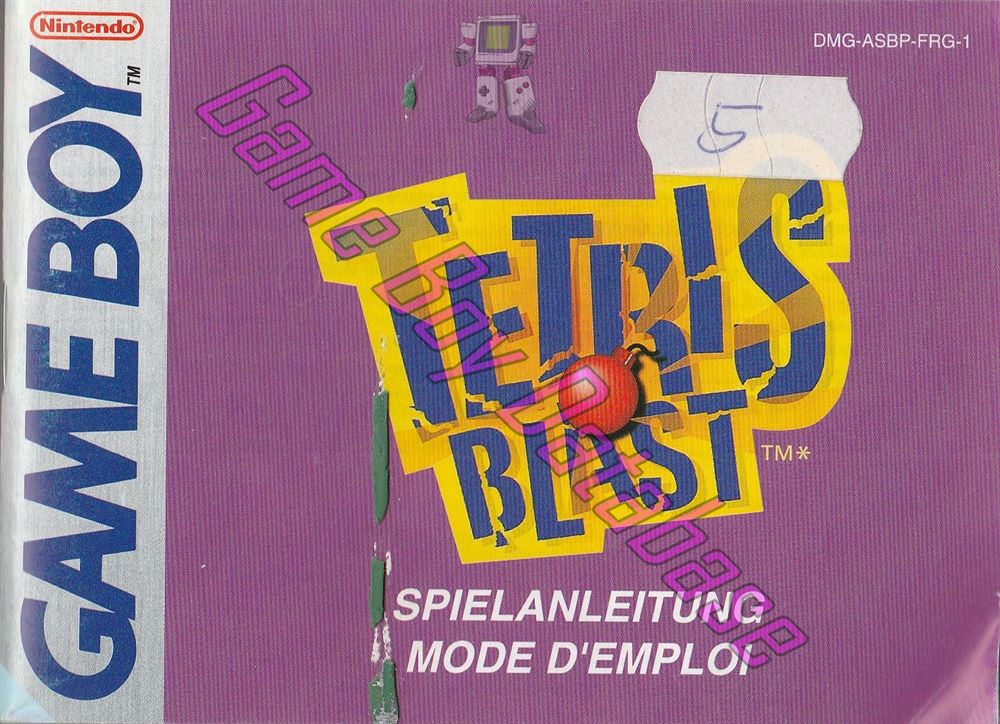 Tetris Blast FRG-1 Front of the booklet