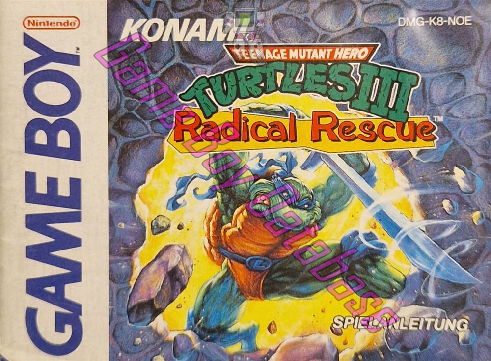 Teenage Mutant Hero Turtles III Radical Rescue NOE Front of the booklet