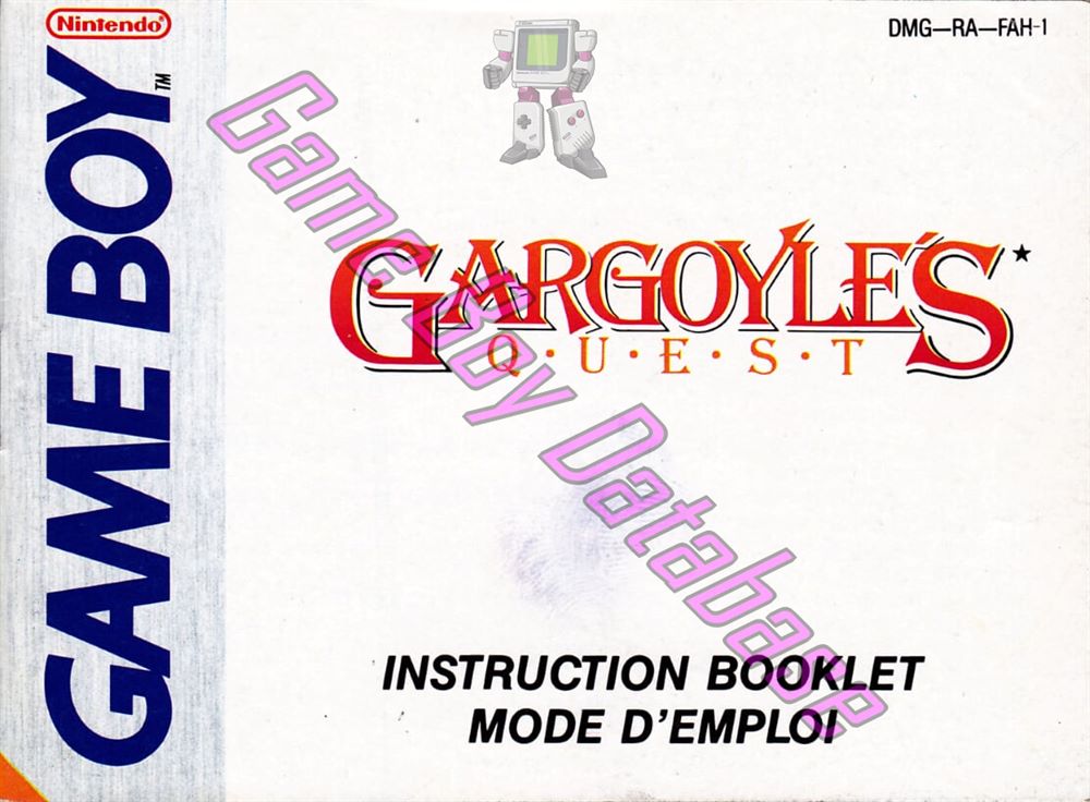 Gargoyle's Quest FAH Front of the booklet