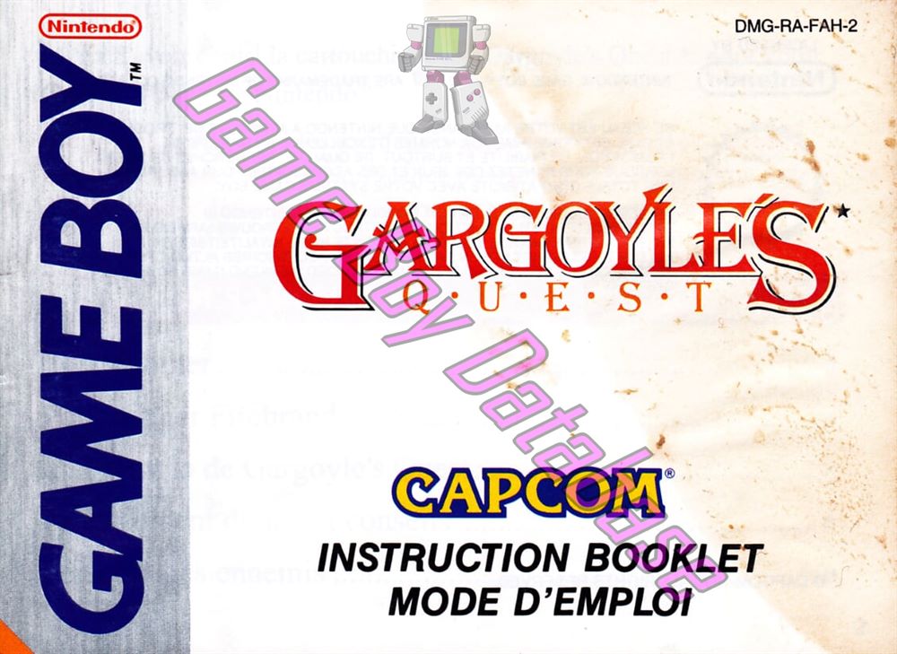 Gargoyle's Quest FAH-1 Front of the booklet