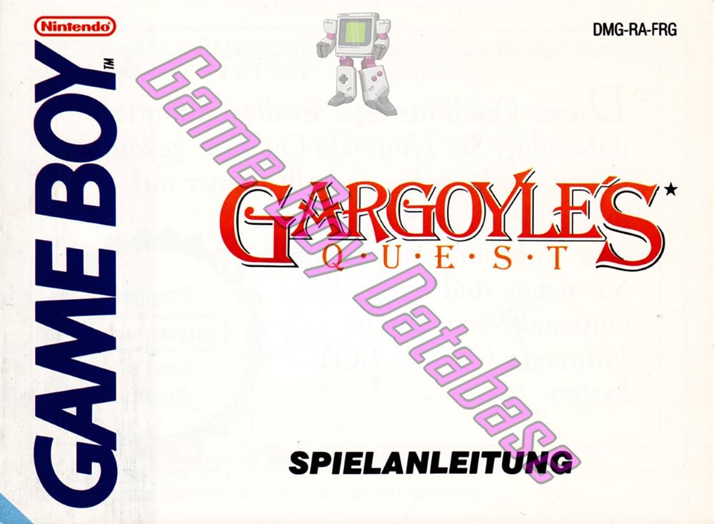 Gargoyle's Quest FRG Front of the booklet