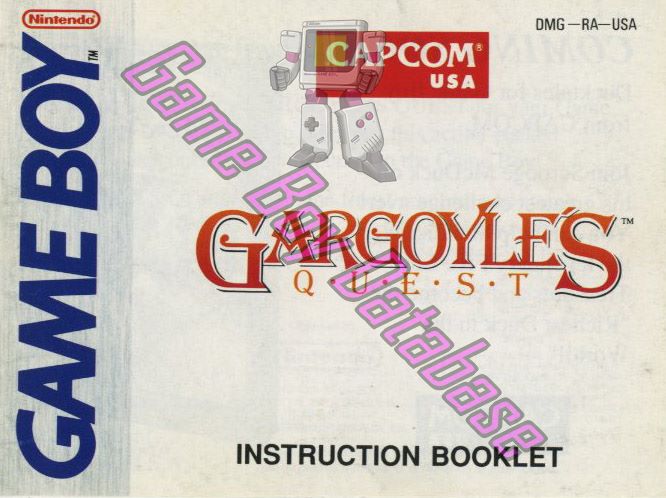 Gargoyle's Quest USA Front of the booklet