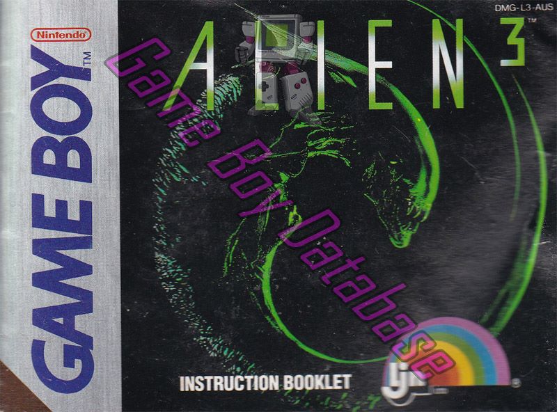 Alien 3 AUS Front of the booklet