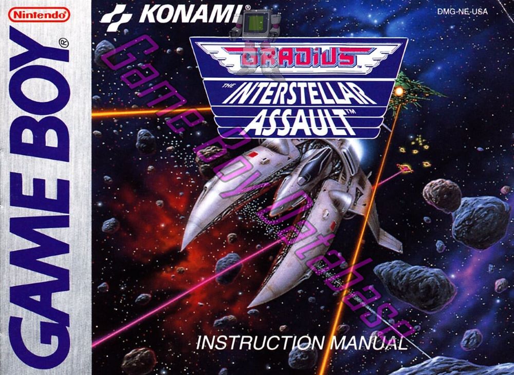 Gradius the Interstellar Assault USA Front of the booklet