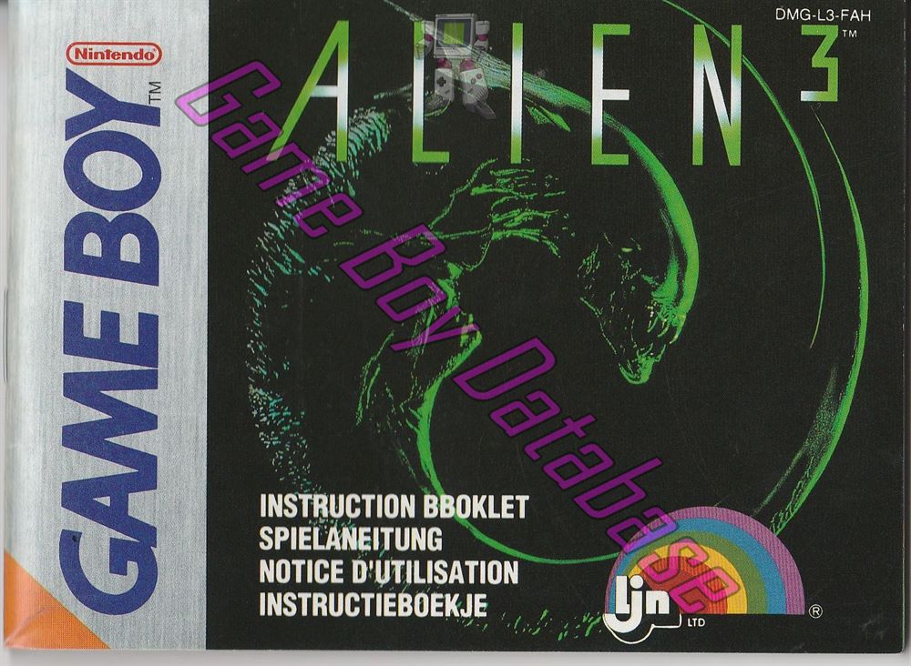 Alien 3 FAH Front of the booklet