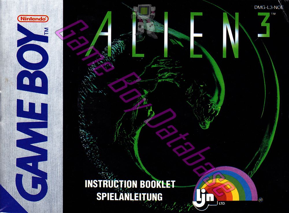 Alien 3 NOE Front of the booklet