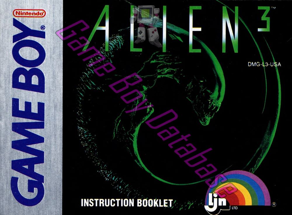 Alien 3 USA Front of the booklet