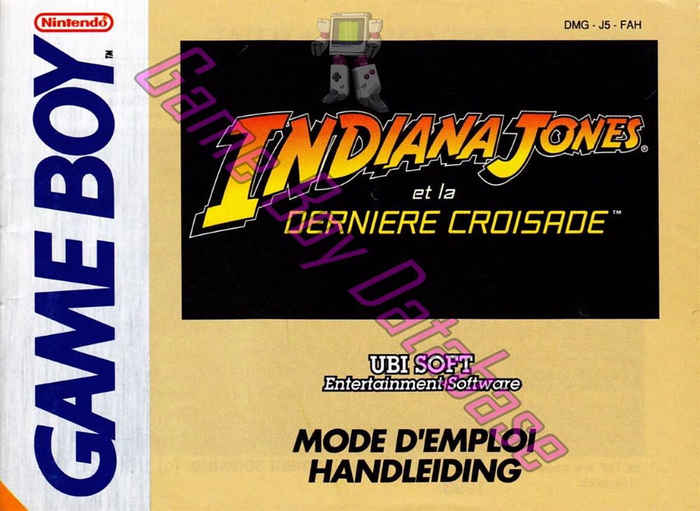 Indy Indiana Jones et la Dernière Croisade FAH-1 Front of the booklet