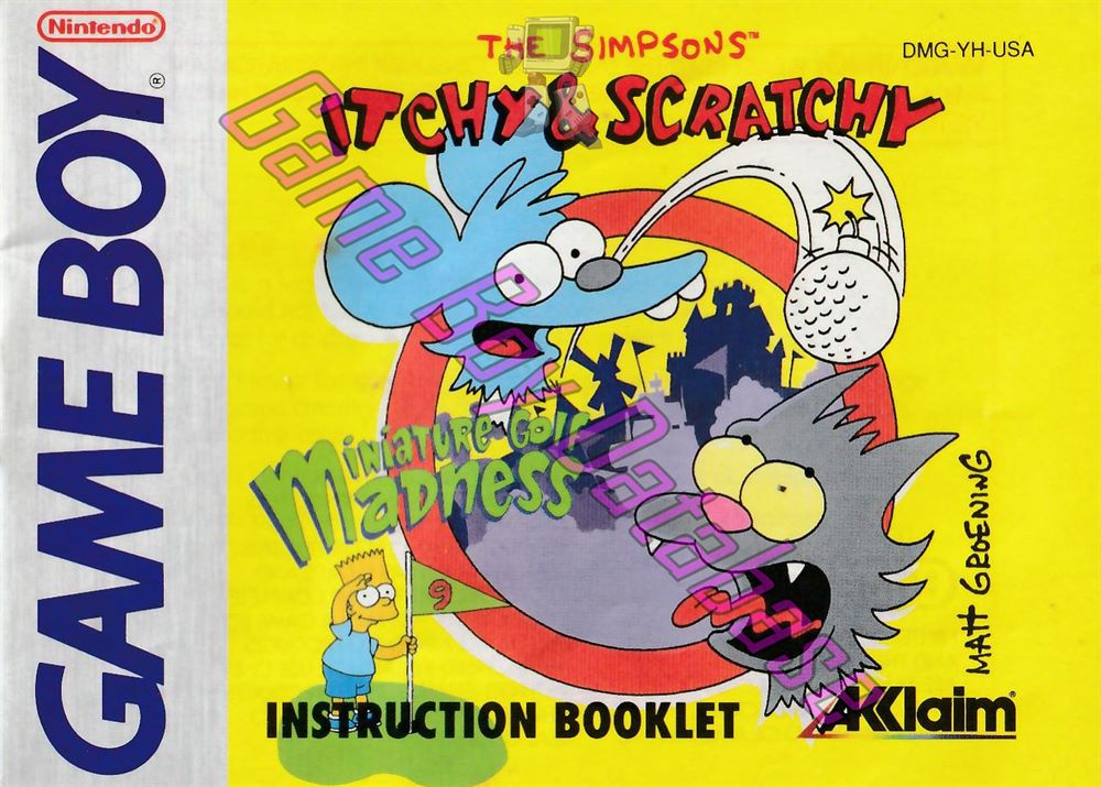 Itchy & Scratchy Miniature Golf Madness (the Simpsons) USA Front of the booklet