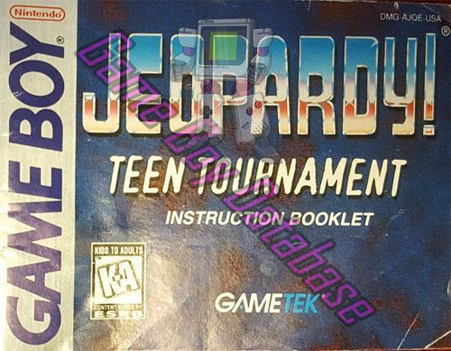 Jeopardy Teen Tournament USA Front of the booklet