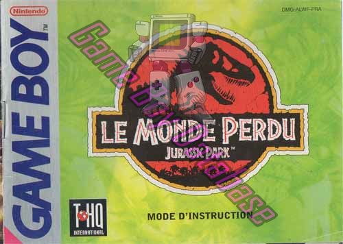 Jurassic Park le Monde Perdu FRA Front of the booklet