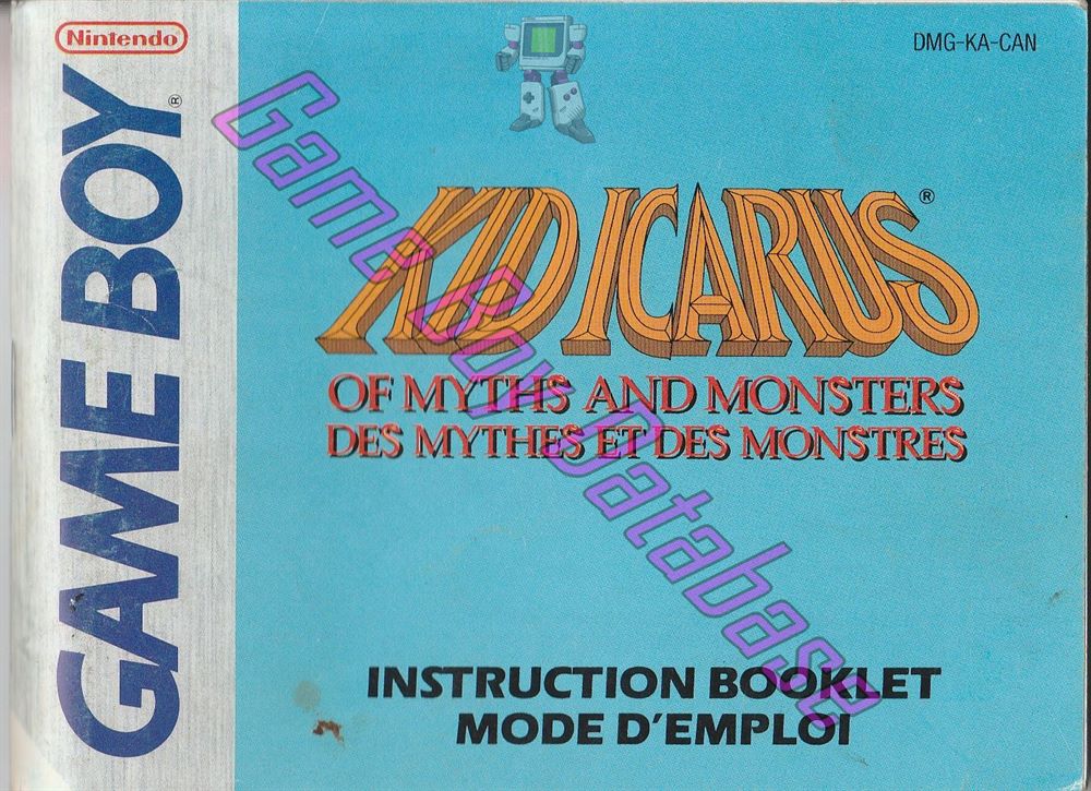 Kid Icarus of Myths and Monsters des Mythes et des Monstres CAN Front of the booklet