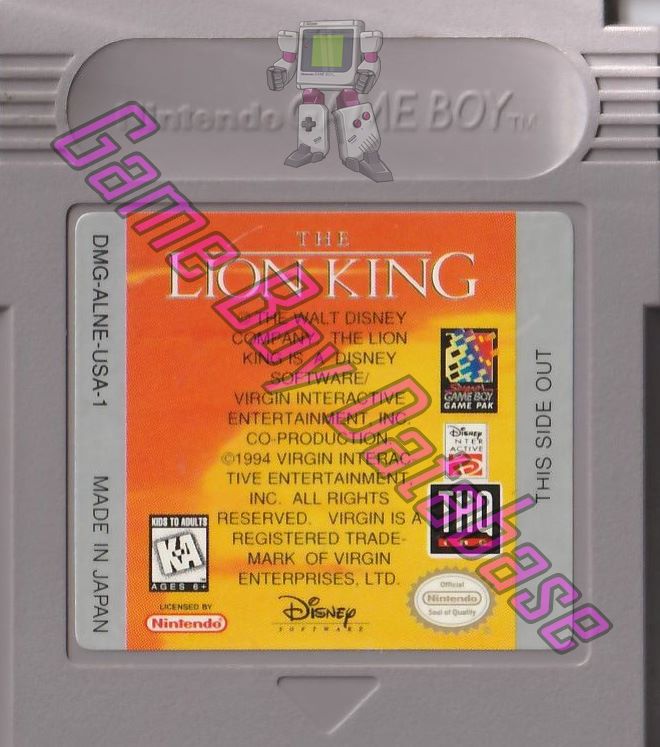 Lion King (Disney's the) USA-1 Cartridge