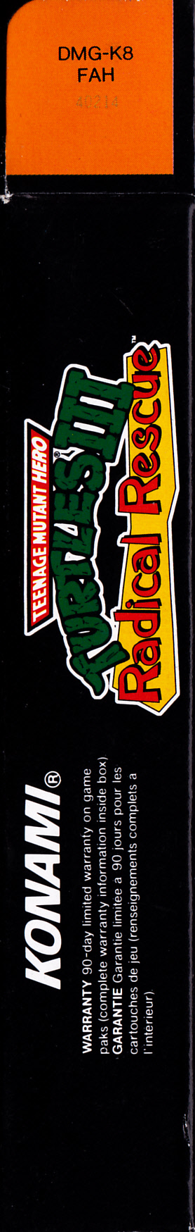 Teenage Mutant Hero Turtles III Radical Rescue FAH Box right side