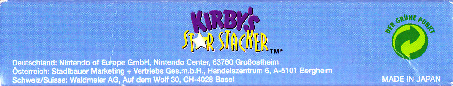 Kirby's Star Stacker NNOE Box top