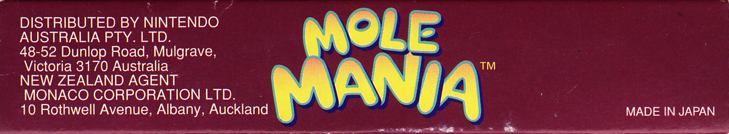 Mole Mania AUS Box top