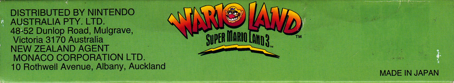 Wario Land: Super Mario Land 3 AUS-1 Box top