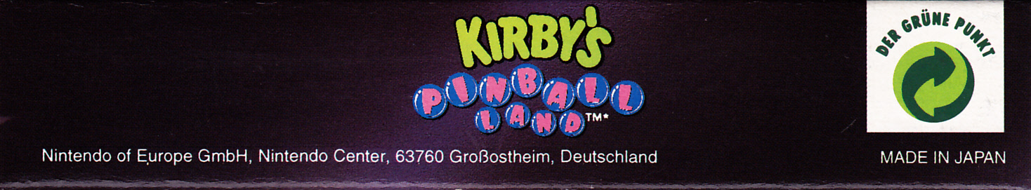 Kirby's Pinball Land NOE-1 Box top